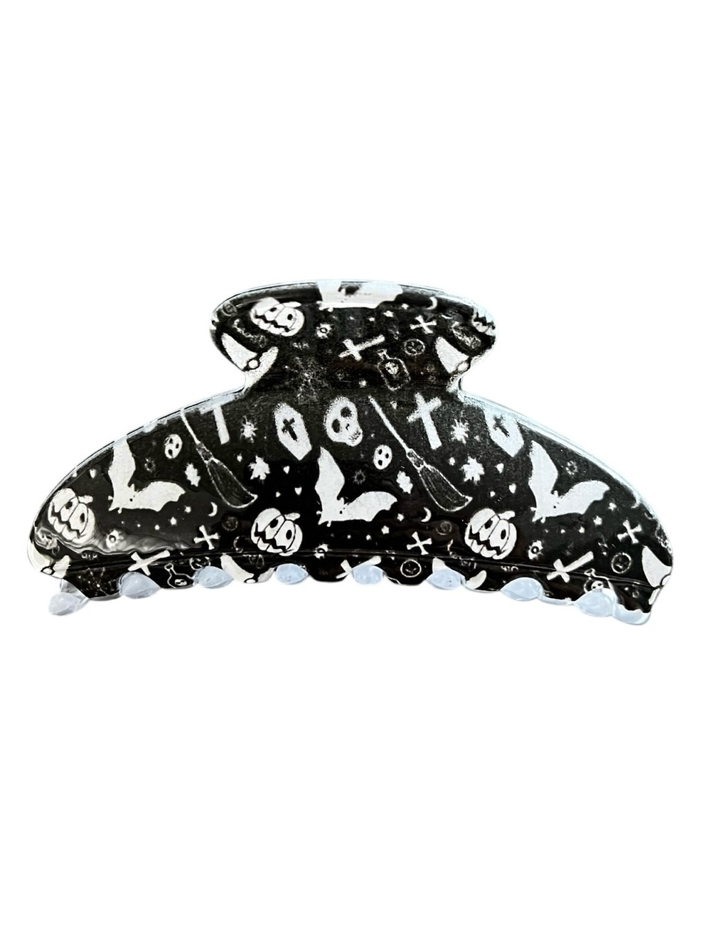 Black White Spider Halloween Bat Heart Evil Eye Skull 4" Lobster Claw Hair Clip